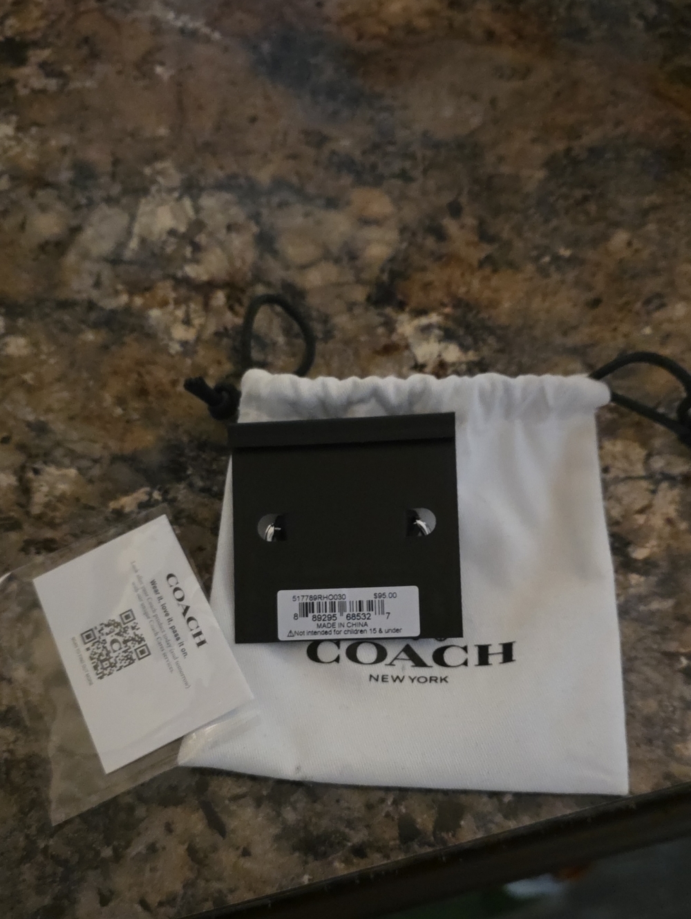 Coach Signature C Quilted Broken Heart Padlock Earrings, feat a padlock design - Picture 3 of 3